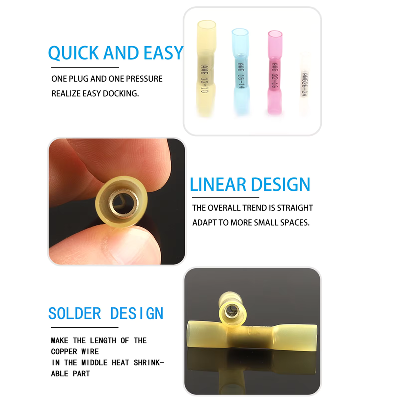 250PCS SolderShrink Heat Shrink Butt Connector Kit